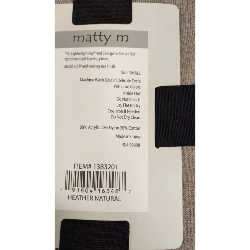 Matty M Women Boyfriend Cardigan-- Heather Natural - Picture 4 of 6